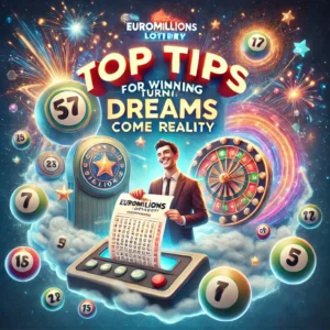 Dall·e 2024 10 13 22.55.52 An Inspiring And Visually Captivating Image Representing 'top Tips For Winning The Euromillions Lottery Turning Dreams Into Reality.' The Image Shoul