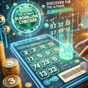 Dall·e 2024 10 14 13.16.45 An Image Representing The Theme 'discover The Ultimate Euromillions Checker.' The Scene Features A Sleek Digital Interface With A Lottery Ticket Being