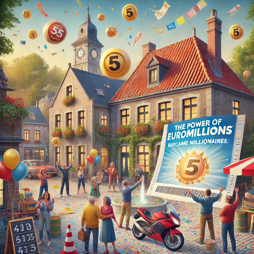 Dall·e 2024 10 13 23.17.44 An Image Representing 'the Power Of Euromillions How A Village In Belgium Became Millionaires Overnight.' The Scene Features A Small, Picturesque Bel