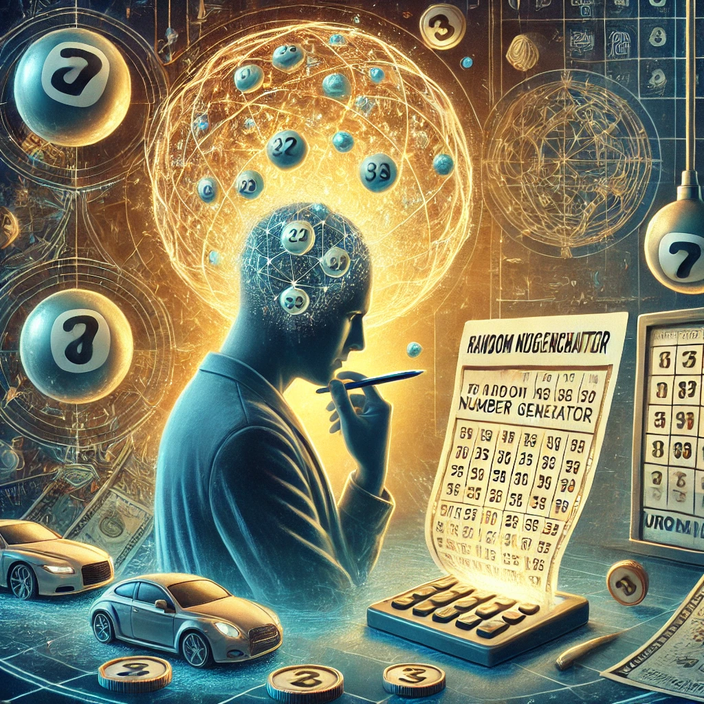 Dall·e 2024 10 14 13.10.53 An Image Representing The Theme 'exploring The Power And Psychology Of Random Number Generators For Euromillions.' The Scene Features A Person Holding