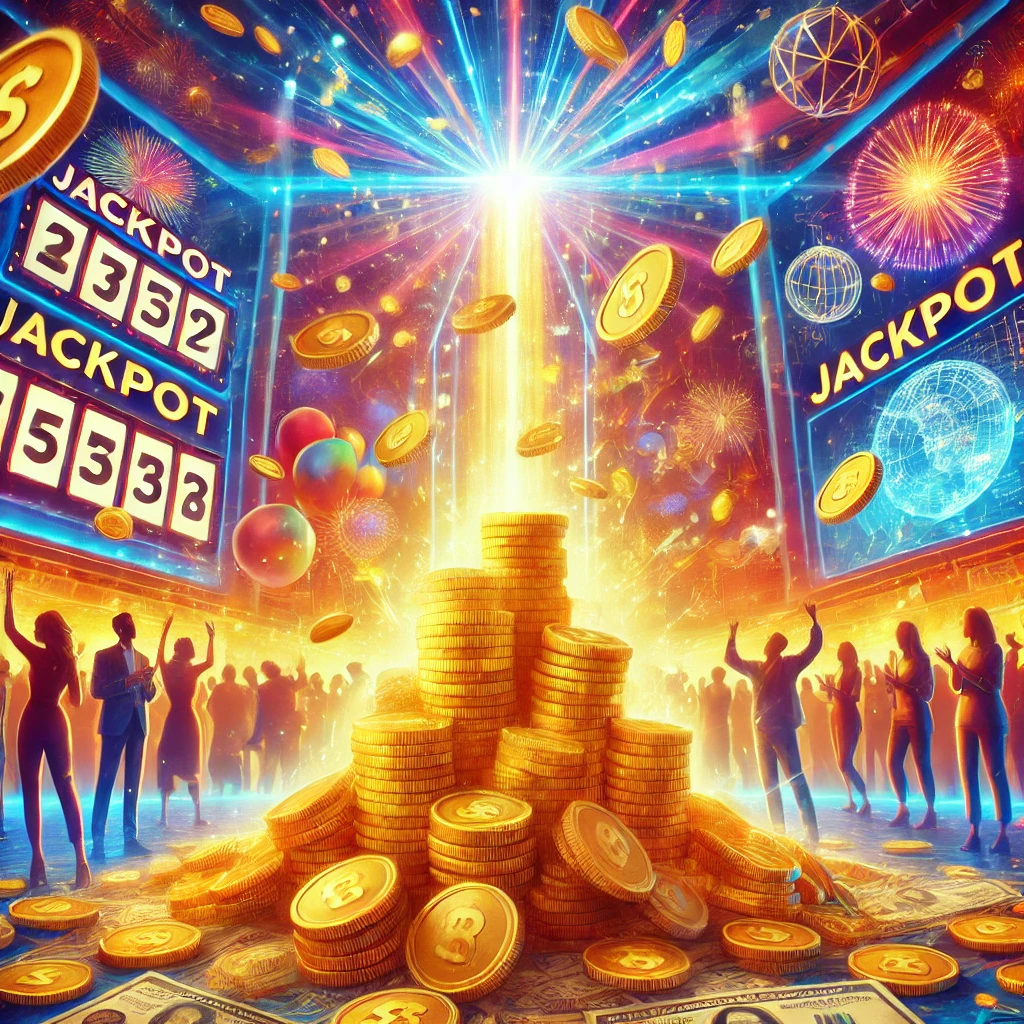 Dall·e 2024 10 16 19.32.01 A Vibrant And Dynamic Illustration Representing 'a Record Breaking Jackpot The Thrills, Impacts, And Future Of Mega Lottery Wins.' The Scene Shows A